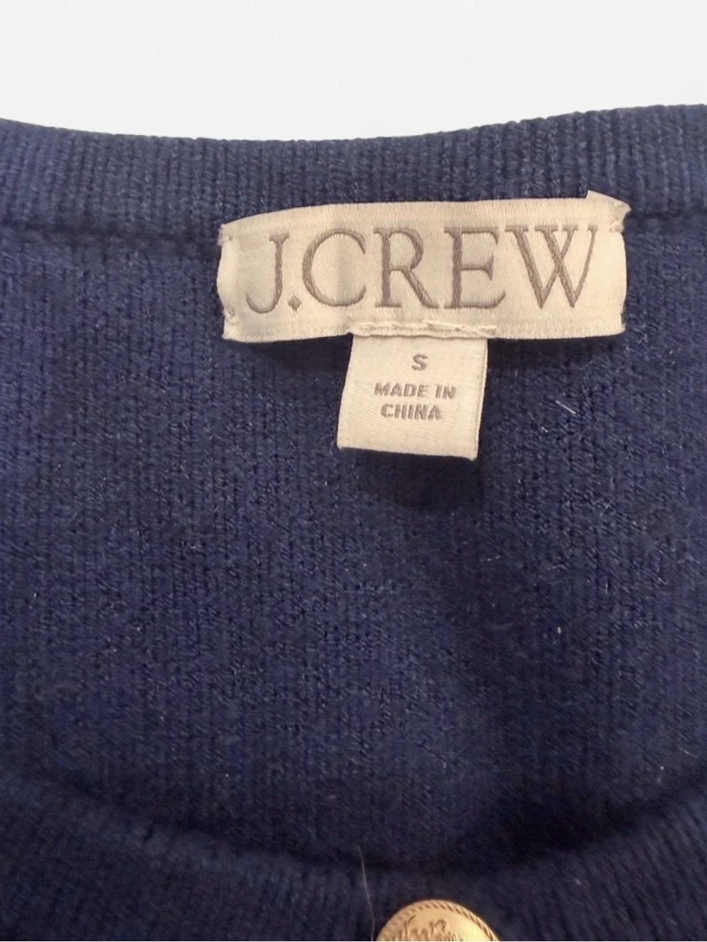 J.Crew $178 Fitted-Waist Fuzzy Yarn Cardigan Navy Gold Buttons Size S